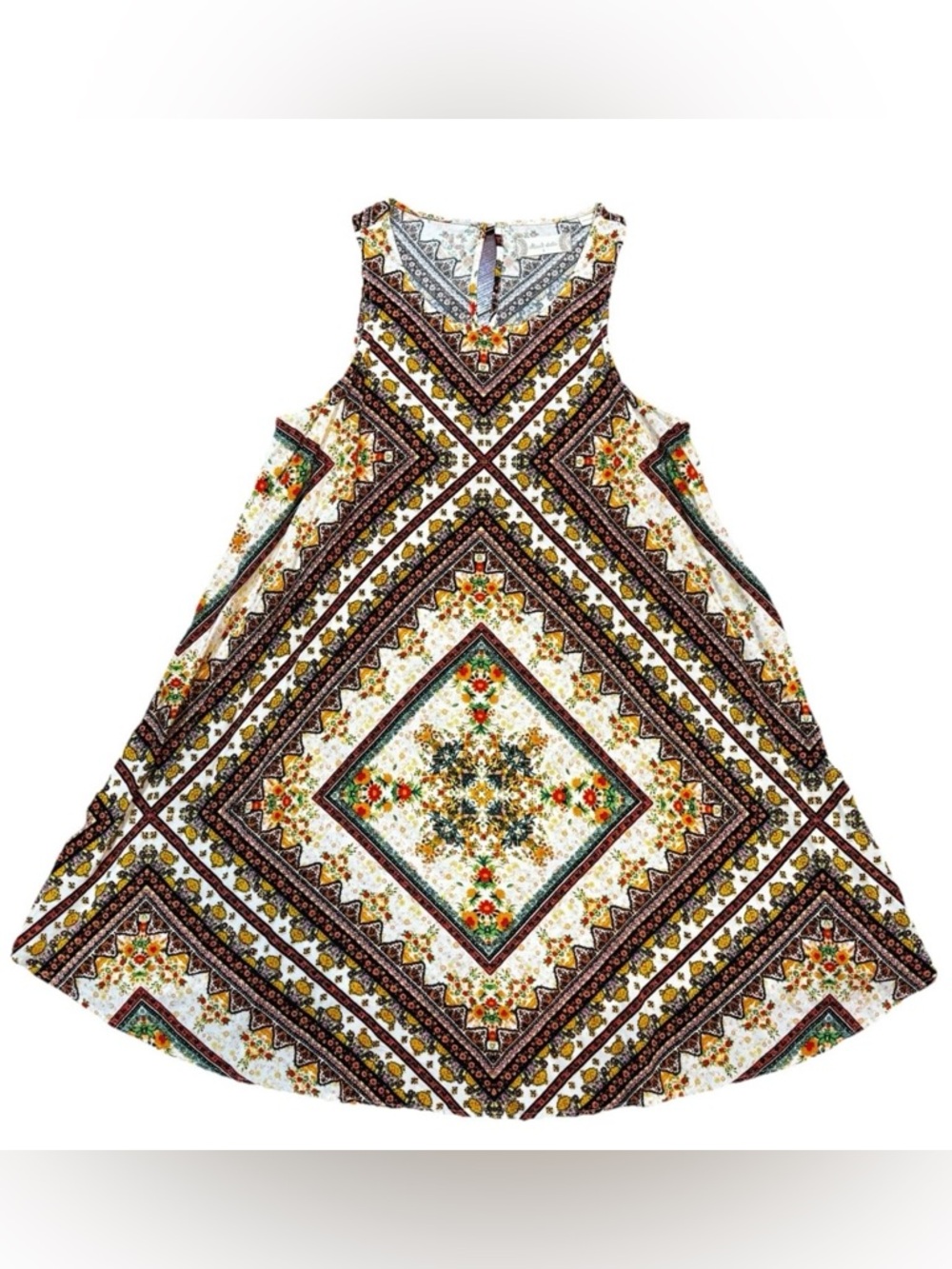 Altar'd State Multicolor Medallion Sleeveless Boho Peasant Flowy Dress Sz S